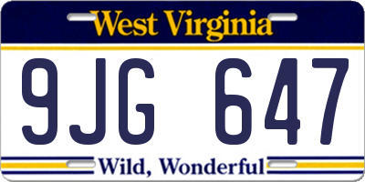 WV license plate 9JG647
