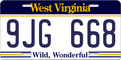 WV license plate 9JG668