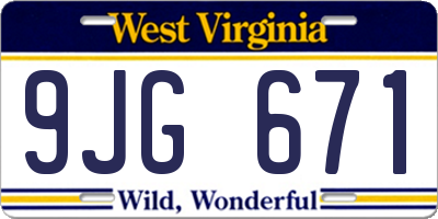 WV license plate 9JG671