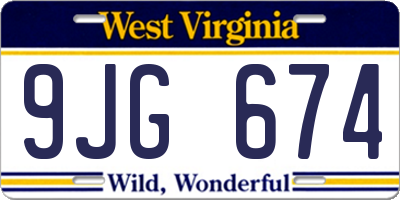 WV license plate 9JG674