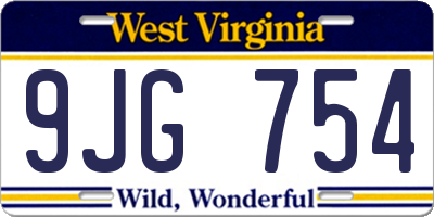 WV license plate 9JG754
