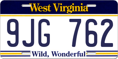 WV license plate 9JG762