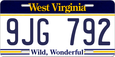 WV license plate 9JG792