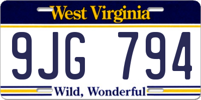 WV license plate 9JG794