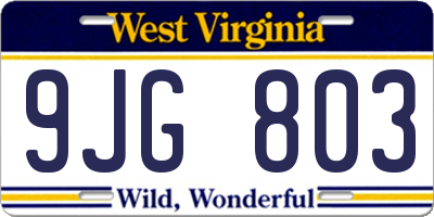 WV license plate 9JG803