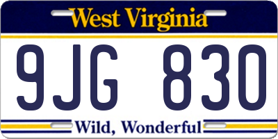 WV license plate 9JG830