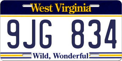WV license plate 9JG834