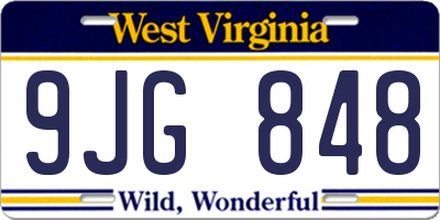 WV license plate 9JG848