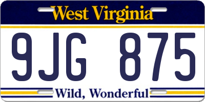 WV license plate 9JG875