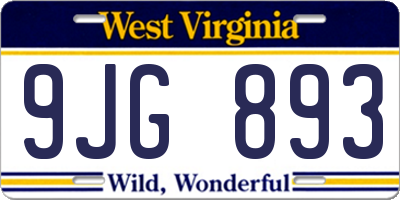 WV license plate 9JG893