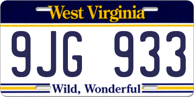 WV license plate 9JG933