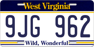 WV license plate 9JG962