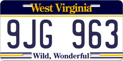 WV license plate 9JG963