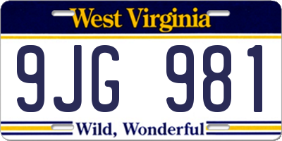 WV license plate 9JG981