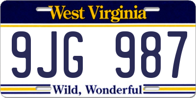 WV license plate 9JG987