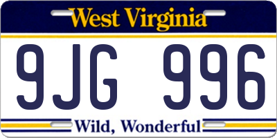 WV license plate 9JG996