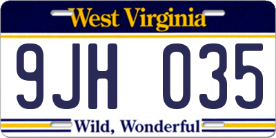 WV license plate 9JH035
