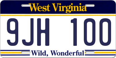 WV license plate 9JH100