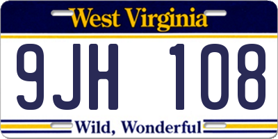WV license plate 9JH108