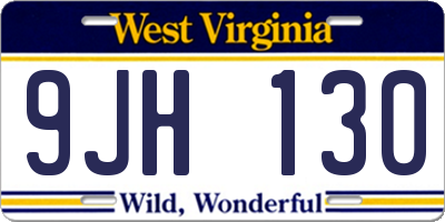 WV license plate 9JH130