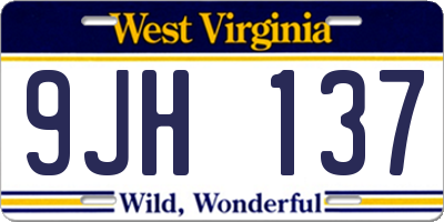 WV license plate 9JH137