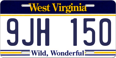 WV license plate 9JH150