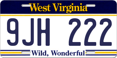 WV license plate 9JH222