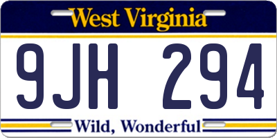 WV license plate 9JH294