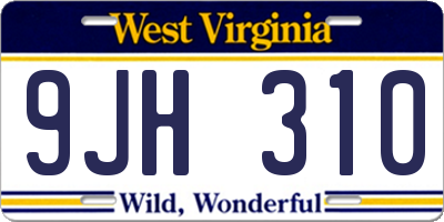 WV license plate 9JH310