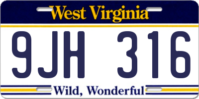 WV license plate 9JH316