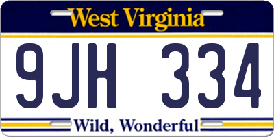 WV license plate 9JH334