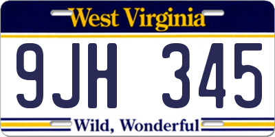 WV license plate 9JH345