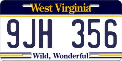 WV license plate 9JH356