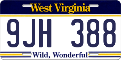 WV license plate 9JH388