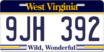 WV license plate 9JH392
