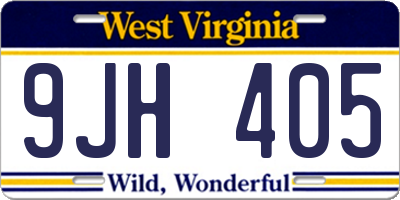 WV license plate 9JH405