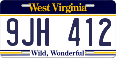 WV license plate 9JH412