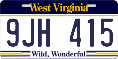 WV license plate 9JH415