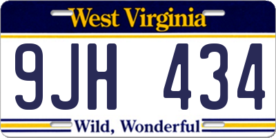 WV license plate 9JH434