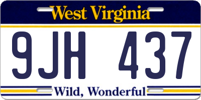 WV license plate 9JH437