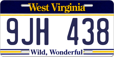 WV license plate 9JH438