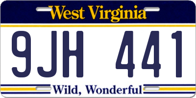 WV license plate 9JH441