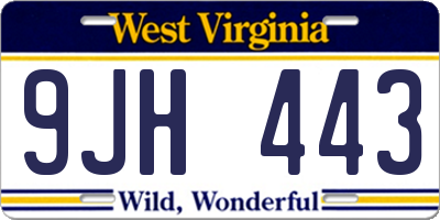 WV license plate 9JH443