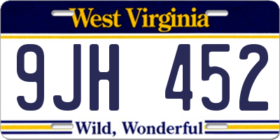 WV license plate 9JH452