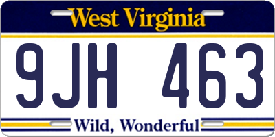 WV license plate 9JH463