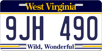 WV license plate 9JH490