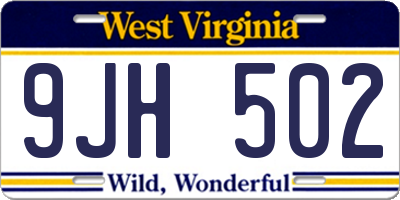 WV license plate 9JH502