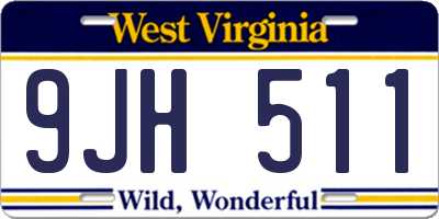 WV license plate 9JH511