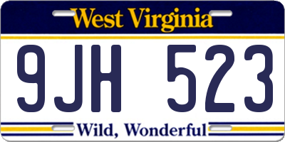 WV license plate 9JH523