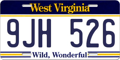 WV license plate 9JH526